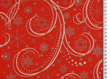 Deko Druck Weihnachtsmotive mit Glitzereffekten Rot/Weiß/Silber